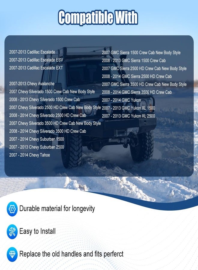 NPAUTO مقبض باب السائق الأمامي الأيسر الخارجي، بديل لسيارات شيفروليه سيلفرادو، أفالانش، سابربان، تاهو، كاديلاك إسكاليد، جي إم سي سييرا، يوكون XL موديلات 2007-2013، رقم القطعة 80546، لون كروم - Image 3